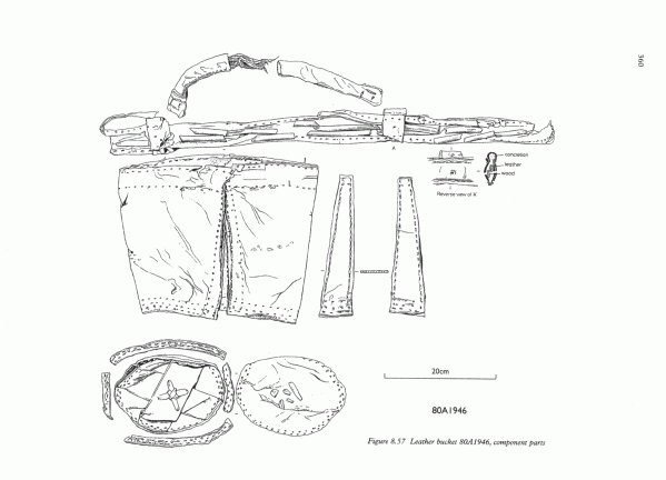 Scaled drawing from _Before the Mast_, Mary Rose Trust, 2005. This one was found on the gun deck but as it has metal loops, isn't a powder bucket.