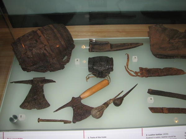 Leatherworking tools, about 14th century.